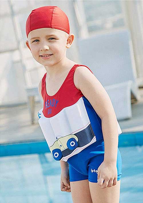 MUYCO Costume con Galleggiante Regolabile per Bambini Costume da Bagno Intero con Galleggianti per Bambino Tuta Galleggiante Nuoto 